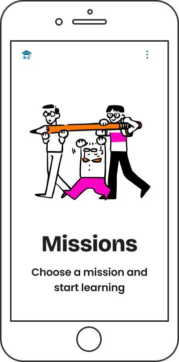 Smartphone showing a screenshot of the Missions page